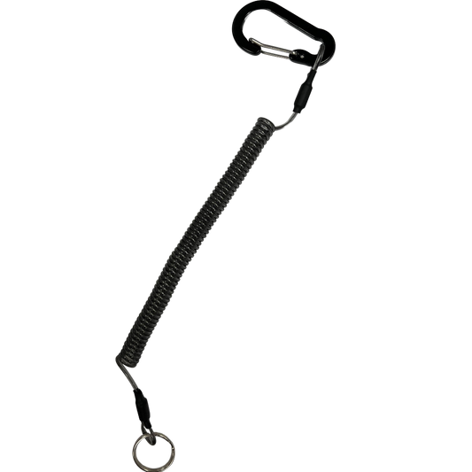 professional tool bungee tether with carabiner with ring black