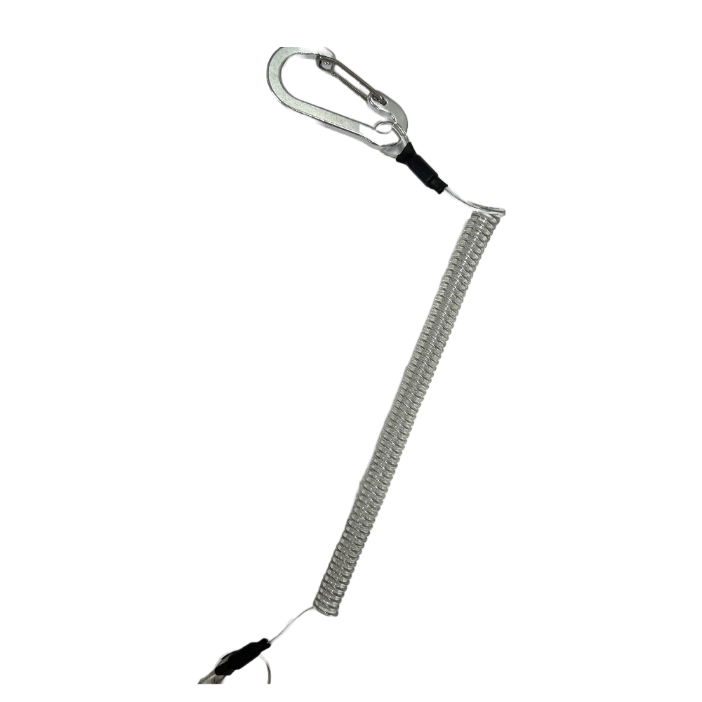 professional tool bungee tether with carabiner with ring grey