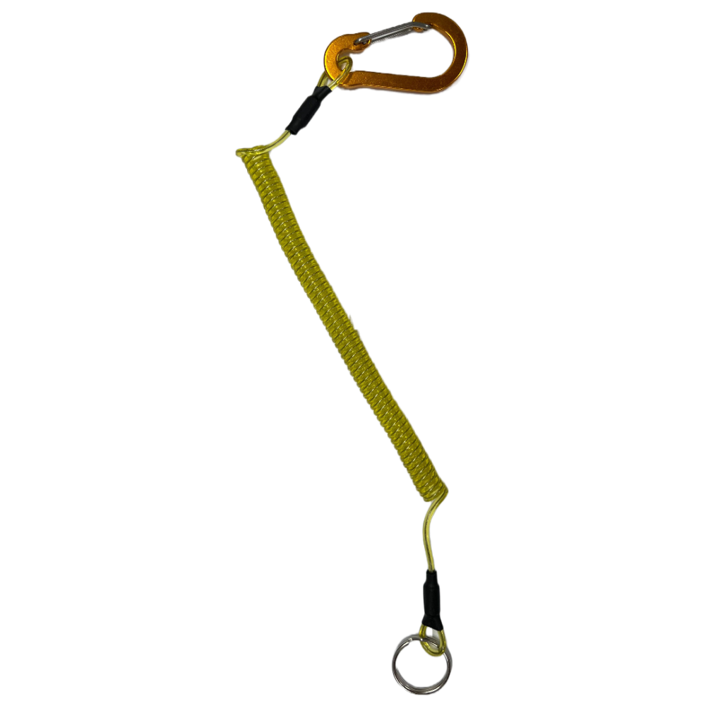 professional tool bungee tether with carabiner with ring yellow